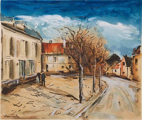 Maurice De Vlaminck Efter Bymotiv Signerad I Trycket F Rglitografi