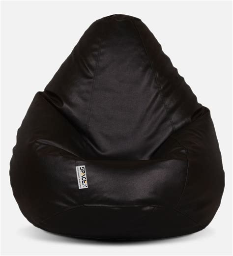 Buy Elega Xxl Leatherette Bean Bag With Beans In Black Colour Online