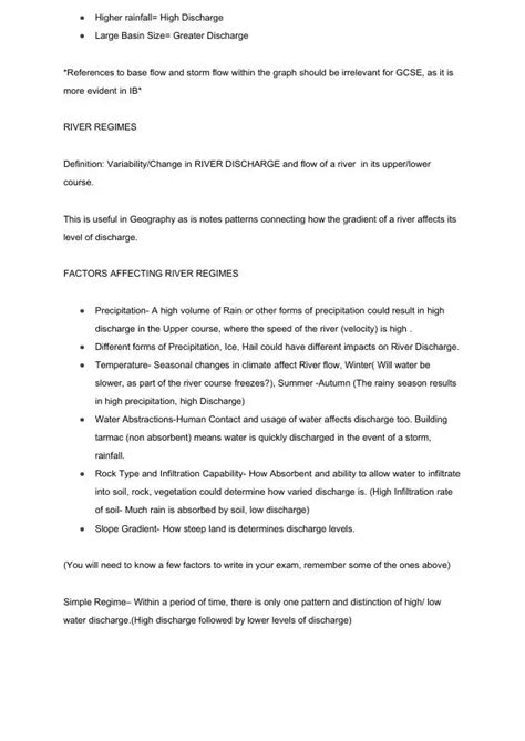 IGCSE Geography Storm Hydrograph Of A River And River Regimes