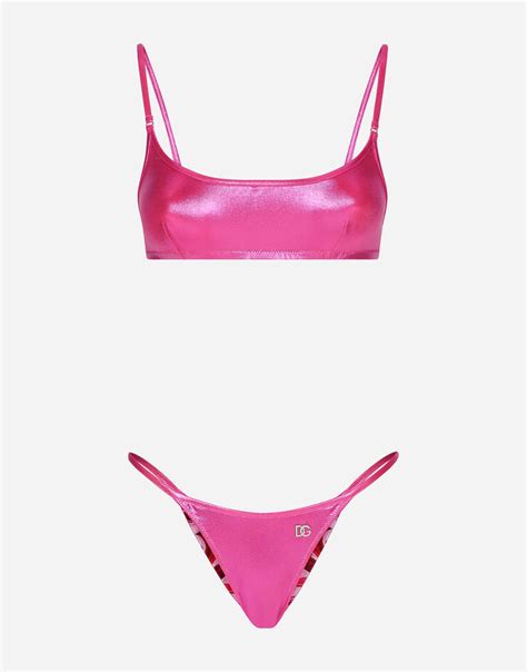 Laminated Bralette Bikini Top In Pink For Women Dolceandgabbana® Us