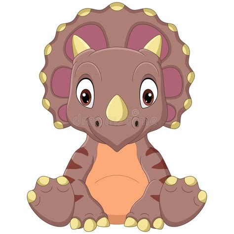 Cartoon Baby Triceratops Dinosaur Sitting Stock Vector Illustration