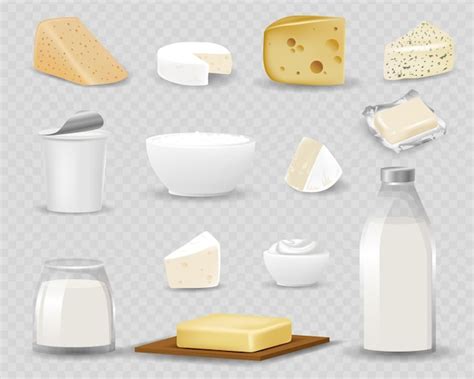 Premium Vector Dairy Products Isolated On Realistic Style Vector