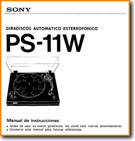 Sony PS-11-W Turntable Record Player - On Demand PDF Download | Spanish