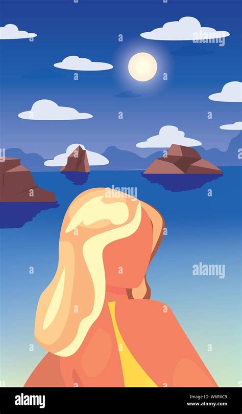 Woman Beach Bikini Vacation Vacations Stock Vector Images Alamy