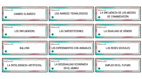 Tarjetas Conversacionales Para Iniciar Debates En Clases De Secundaria