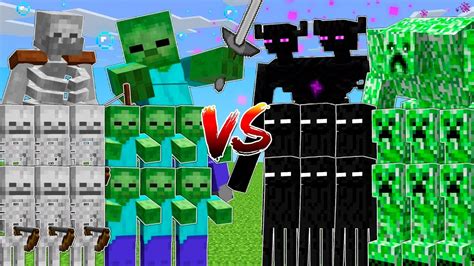 ZOMBIES SKELETONS Vs ENDERMEN CREEPERS Army YouTube