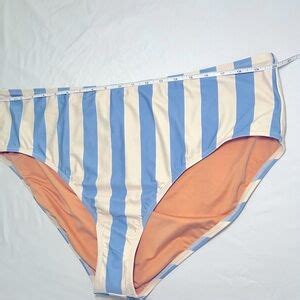 J Crew Swim Nwt J Crew Bikini Bottoms High Rise Blue And Offwhite