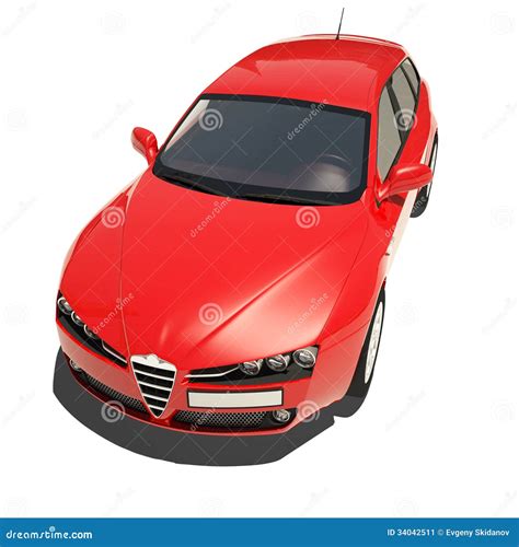 Voiture Rouge Disolement Sur Le Fond Blanc Illustration Stock