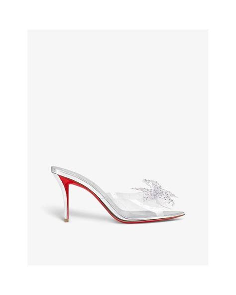 Christian Louboutin Aqua Strass 80 Crystal Embellished Leather And Pvc Heeled Courts In White