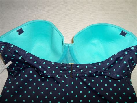 Spanx Polka Retro Dresskini Bikini Top Navy Splash No Strap