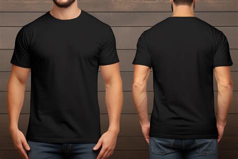 Front And Back View Of A Black T Shirt Graphic By Illustrately · Creative Fabrica