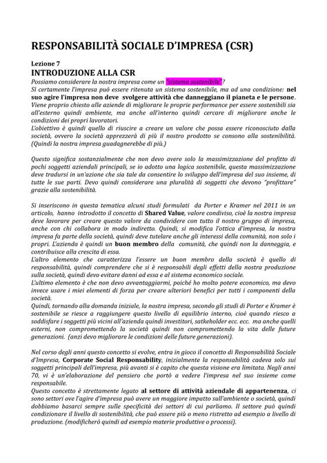 Responsabilità Sociale D Impresa lezione 7 8 9 RESPONSABILITÀ