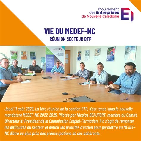 Vie Du Medef Nc R Union Section Btp Medef Nc