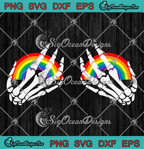 Rainbow Boobs Skeleton Hand LGBT SVG Gay Funny Gay Les Pride SVG PNG