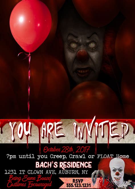 Clown Invitations Scary Clown Party Invites Scary Clown Etsy