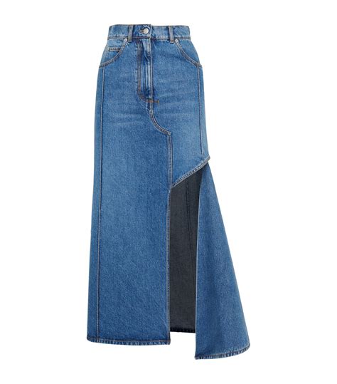 Alexander Mcqueen Denim Asymmetric Midi Skirt Harrods Us