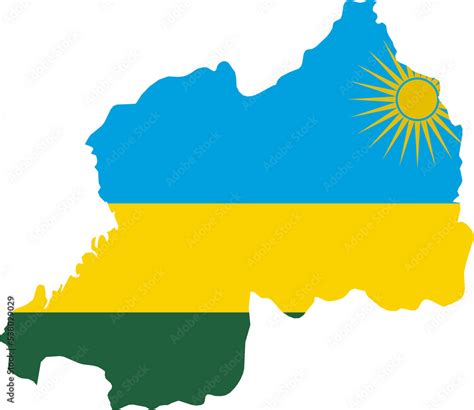 Rwanda Map Flag. Rwandan Border Boundary Country Shape Nation National ...