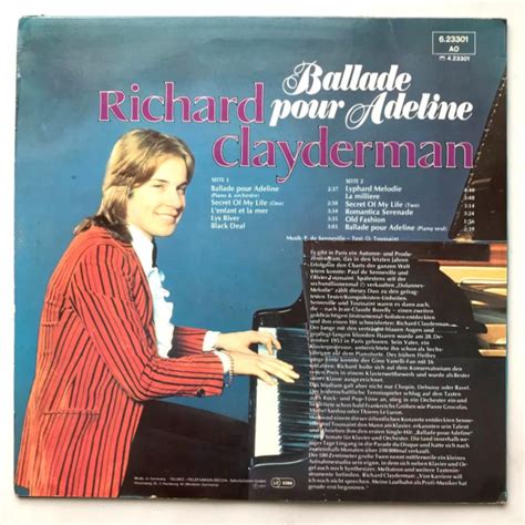 Richard Clayderman Ballade Pour Adeline Lp Vinyl Ph