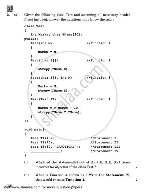 Computer Science C 2018 2019 Science English Medium Class 12 Set 4 Question Paper With Pdf