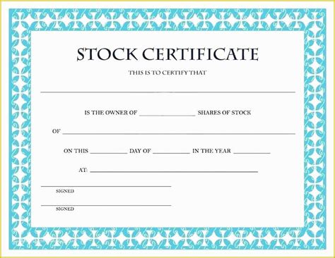 Free Stock Certificate Template Microsoft Word Of Blank Certificate Templates to Print ...