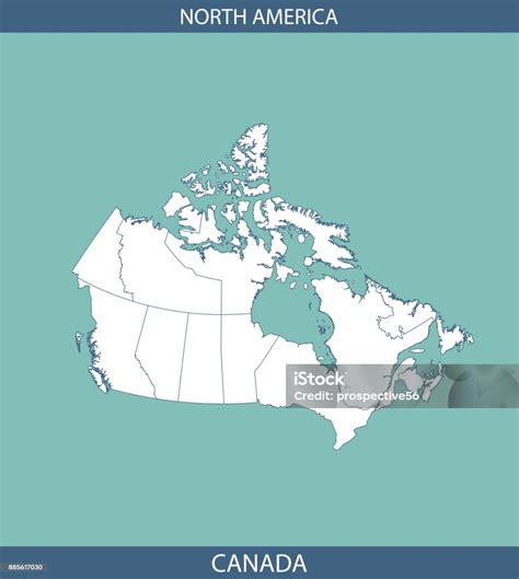 Canada Map Outline With Provinces Vector Cartography Printable Blue ...