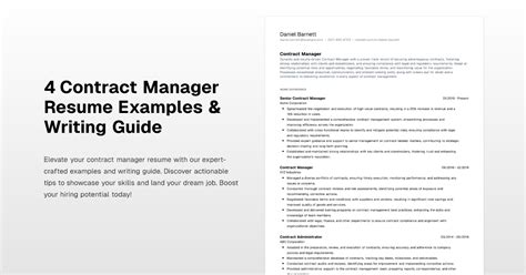 Contract Manager Resume Examples Writing Guide