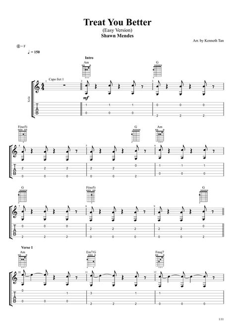 Treat You Better Shawn Mendes Sheet Music For Guitar Solo