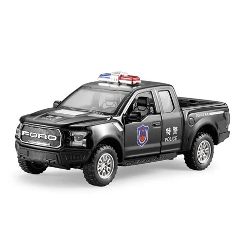 132 High Simulation Ford Raptor F150 Police Car Alloy Car Model