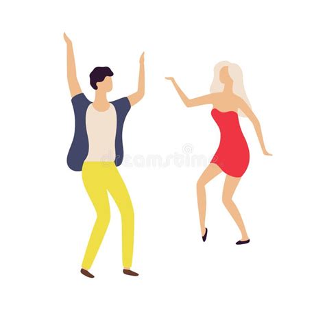 Man And Woman Dancers At Disco Club Happy People Stock Vector