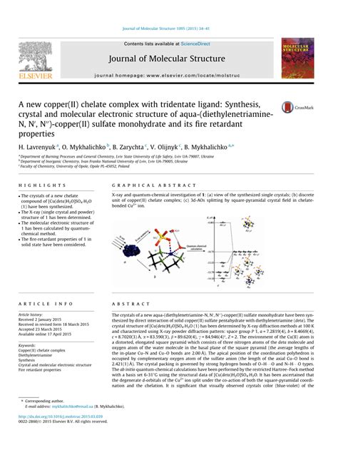 (PDF) A new copper(II) chelate complex with tridentate ligand ...