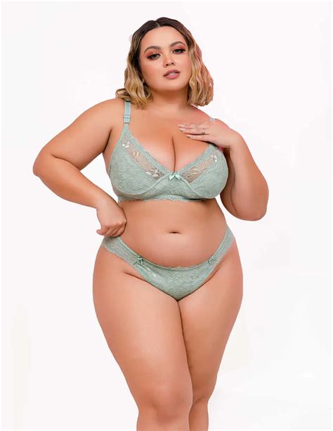 Conjunto Lingerie Plus Size Sem Bojo De Renda Tj Vip