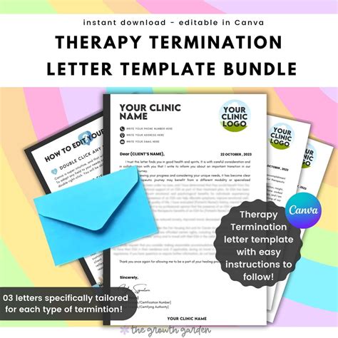 Therapy Termination Letter Bundle For Mental Health Professionals Tailored For 03 Types Of