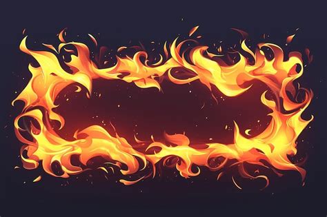 Premium Photo Fire Cartoon Frame On Dark Background Burning Flame In