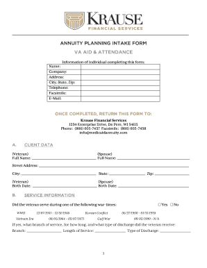 Fillable Online ANNUITY PLANNING INTAKE FORM Fax Email Print PdfFiller