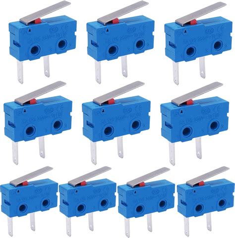 Twidec 10Pcs 5A 125 250V AC SPDT 1NO Short Lever Arm Switch Snap