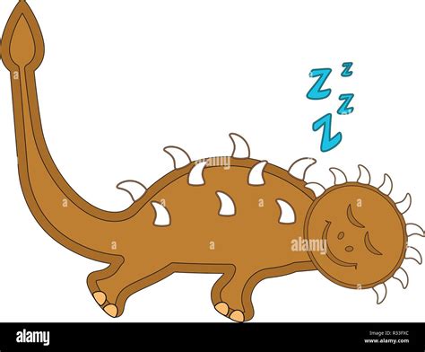 Cute Dinosaur Cartoon Character Sleeping Stock Vector Image Art Alamy