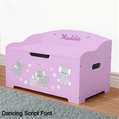 Personalized Modern Expressions Pink Elephants Toy Box Etsy