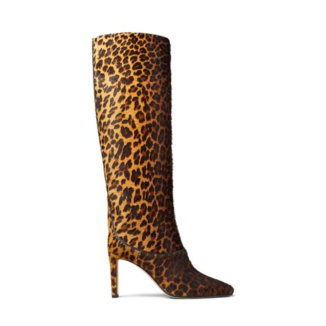 Jimmy Choo Mahesa Natural Mix Degrade Leopard Print Pony Knee High