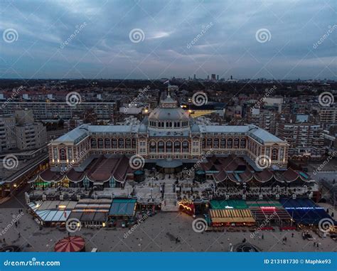 Aerial Panorama Of Old Historic Seaside Building Kurhaus Of