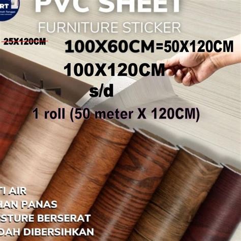 Jual RVN198 Stiker Sticker Motif Kayu 200cm X 60cm PVC Sheet Sticker