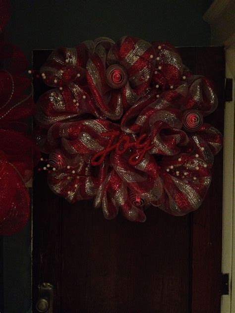 Christmas Red And White Deco Mesh Wreath Handmade Wreaths Crafty