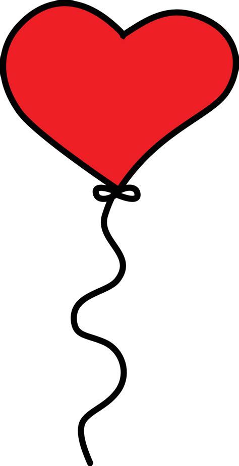 Red Balloon On A String In The Shape Of A Heart Symbol Of Love