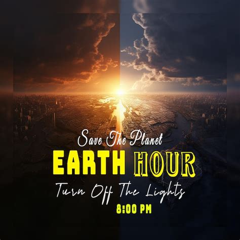 Premium PSD Earth Hour Save The Plenet Turn Off The Light