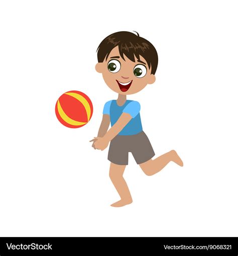 Boy Playing With The Ball Royalty Free Vector Image