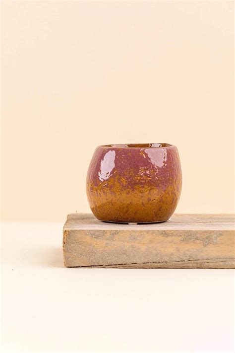 Cache-pot céramique Stacy rose et ocre - VERTIGEA