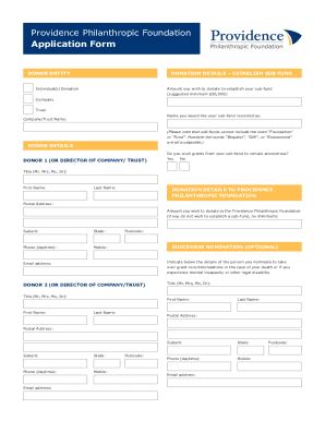 Fillable Online Providence Philanthropic Foundation Application Form