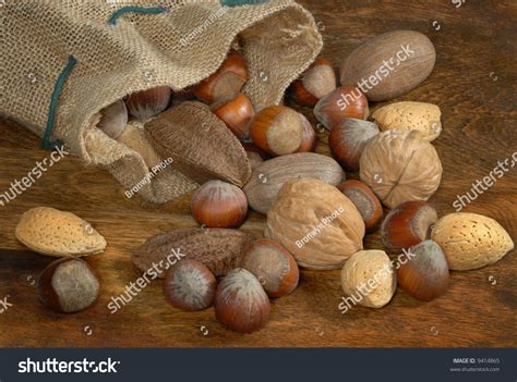 Burlap Bag Of Mixed Nuts Stock Photo 9414865 Shutterstock