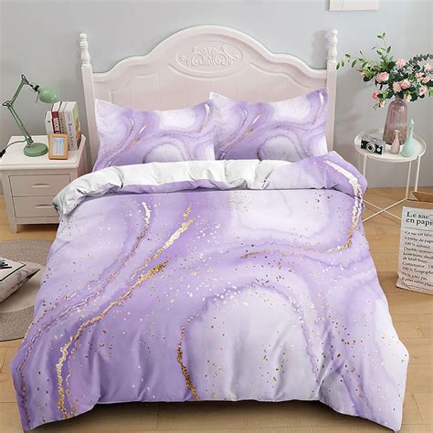 Marble Bedding Set White Grey Gold Marble Pattern Comforter Cover For