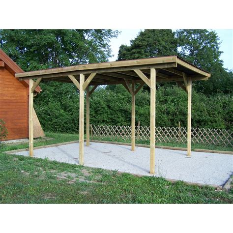 Carport Voiture En Bois Toit Plat Ka G Habrita Bricozor