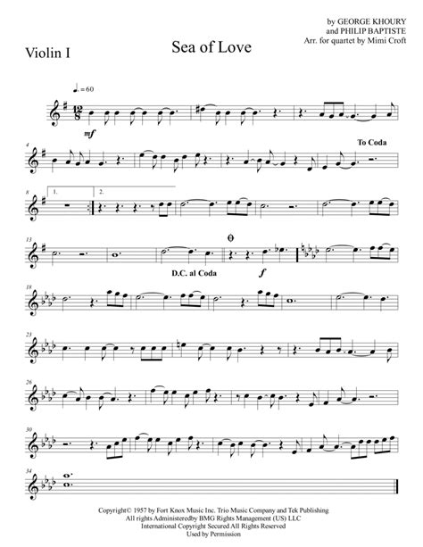 Sea Of Love by The Honeydrippers - String Quartet - Digital Sheet Music ...